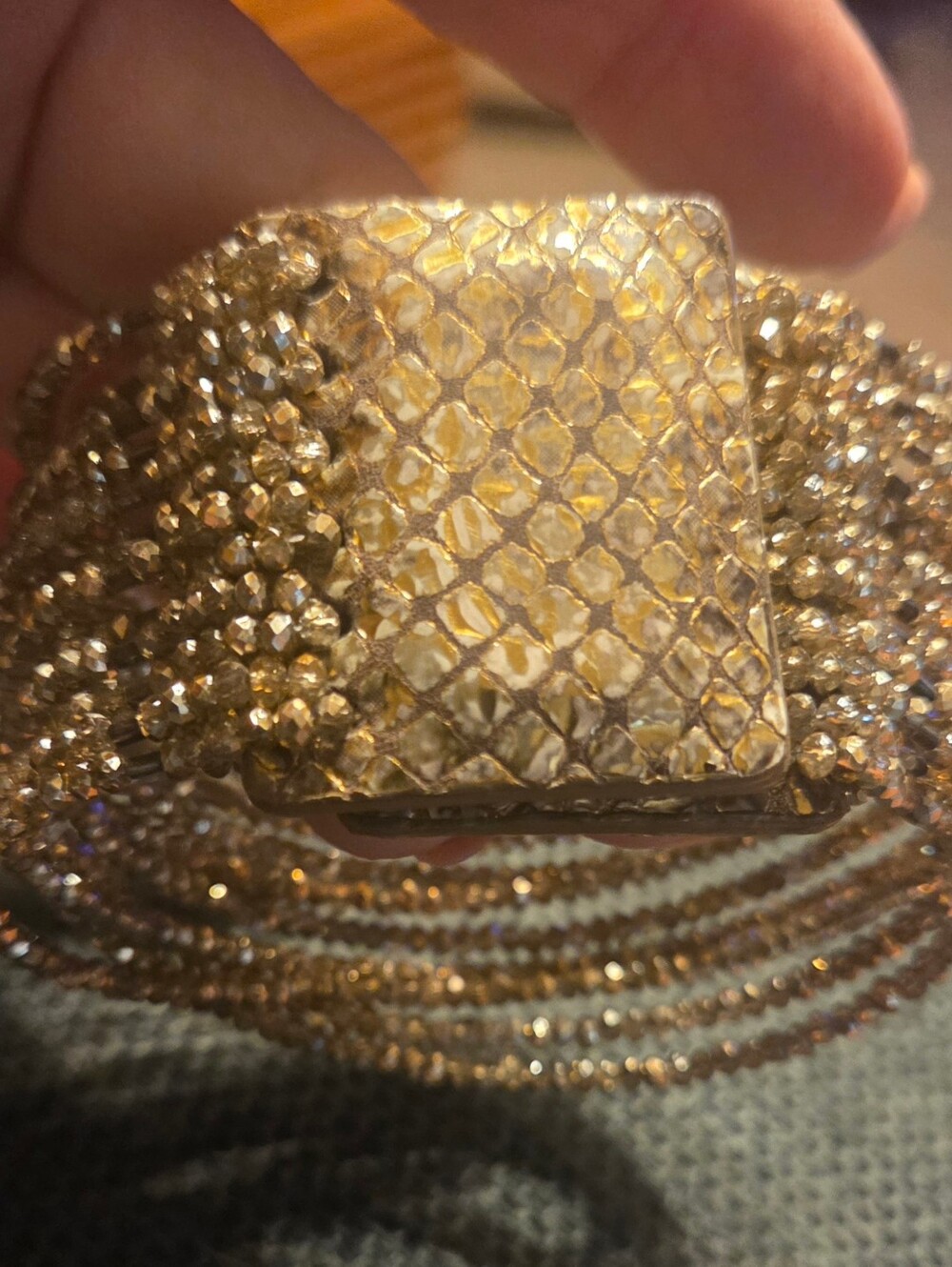 Millianna Multi-strand Gold Tone Beaded Python Cuff Bracelet